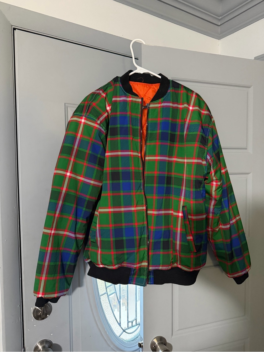 Reid Tartan Plaid Bomber Jacket Men’s Large Green Red Blue